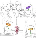 2026 4_fingers 5_fingers ambiguous_gender anthro avian beak berdly bird book boots breasts clothing curled_tail curtains deltarune detailed_background domestic_cat dress english_text feather_hands feathers felid feline felis female figurine fingers flower flowery_(deltarune) footwear gesture glue group hair hand_gesture hi_res holding_book holding_object humanoid jewelry kaibootsu legwear male mammal necklace open_mouth open_smile orange_(deltarune) orange_flower pink_(deltarune) pink_boots pink_clothing pink_dress pink_footwear pink_hair pink_legwear plant plant_pot purple_flower selective_coloring seth_(deltarune) seven_flowers shirt shoes sketch smile speech_bubble staff tail tape text topwear undertale_(series) v_sign window yellow_flower