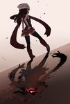  bad_id bad_pixiv_id black_hair darkrai from_behind gen_4_pokemon glowing glowing_eye hair_ornament hairclip hat highres hikari_(pokemon) legs looking_back nyonn24 pokemon pokemon_(creature) pokemon_(game) pokemon_dppt scarf shadow skirt thighhighs watch wristwatch 