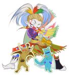  blonde_hair boots cape chaos_(ff1) chibi clown demon_wings earrings exdeath extra_arms facepaint fake_horns fangs final_fantasy final_fantasy_i final_fantasy_iv final_fantasy_vi final_fantasy_xiv fingernails highres horns jewelry kefka_palazzo makeup monster multiple_boys open_mouth pointy_ears ponytail shh_gdr smile wings 
