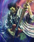 bandages black_hair blood coat electric_guitar guitar instrument male_focus non-web_source omegadrawfag plectrum shin_angyou_onshi solo undead won_sul yellow_eyes zombie 