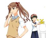  :t a1 flower head_wreath highres multiple_girls non-web_source rose sakugawa_school_uniform school_uniform serafuku shirai_kuroko skirt to_aru_kagaku_no_railgun to_aru_majutsu_no_index tokiwadai_school_uniform twintails uiharu_kazari vest yellow_flower yellow_rose 