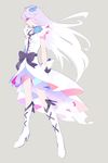  bad_id bad_pixiv_id black_choker boots bow choker cure_moonlight dress flower full_body gradient_hair hair_flower hair_ornament heartcatch_precure! knee_boots legs long_hair looking_down magical_girl multicolored_hair okomeuma precure purple_eyes purple_hair simple_background sleeveless solo standing tsukikage_yuri wrist_cuffs 