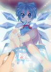  amisu bad_feet bad_id bad_pixiv_id barefoot blue_eyes blue_hair bow cirno error feet food foreshortening hair_bow hands popsicle pov_feet short_hair soles solo toes touhou wet wings 