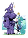 4_arms ambiguous_gender anthro arthropod beetle bug_net carrying_another chamelon chewing_gum exclamation_point female feral group hi_res insect leona_(nelnal) multi_arm multi_limb on_head question_mark rhinoceros_beetle scarabaeid trio