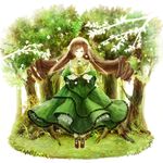  amemura_(caramelo) bad_id bad_pixiv_id brown_hair closed_eyes forest long_hair nature rozen_maiden solo suiseiseki watering_can 