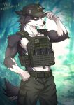2026 anthro armor athletic athletic_anthro athletic_male black_body black_fur black_nose blue_eyes body_armor border_collie bulge canid canine canis clothing collie domestic_dog floppy_ears fluffy fluffy_tail folded_ears fur furgonomic_headwear furgonomics hat headgear headwear herding_dog hi_res hiei0221 kemono male mammal military_pants military_uniform multicolored_body multicolored_fur nipples outside pastoral_dog sheepdog shirtless solo tail texas_flag two_tone_body two_tone_fur uniform white_body white_fur