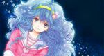  bad_id bad_pixiv_id blue_eyes blue_hair curly_hair hairband heart long_hair mahou_no_yousei_persia nire_(scissors) persia_(mahou_no_yousei_persia) sleeves_rolled_up smile solo star 
