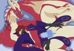 anthro avian big_penis bird bodily_fluids cum cum_inside dragon duo feral genital_fluids genitals herm herm/male intersex intersex/male k3nzyl_n0ir knot male mythological_creature mythological_scalie mythology penis purple scalie size_difference