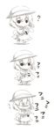  ? bad_id bad_pixiv_id blush chibi comic eiri_(eirri) eyes greyscale hat highres komeiji_koishi monochrome o_o silent_comic solo sweatdrop touhou 