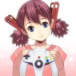  bad_id bad_pixiv_id blue_eyes brown_hair controller doll_joints game_console game_controller head_tilt holding josette masao nintendo_64 smile solo twintails upper_body wonder_project_j2 