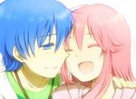  angel_beats! blue_eyes blue_hair fang hinata_hideki long_hair pink_hair short_hair yui_(angel_beats!) 