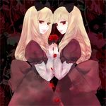  ariel_(darker_than_black) bernice_(darker_than_black) blonde_hair darker_than_black drill_hair gothic_lolita holding_hands lolita_fashion long_hair miko_(yayamiko) multiple_girls siblings twins 