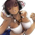  banned_artist breasts brown_hair dark_skin grandia grandia_online headphones kawasumi_(japonica) large_breasts official_art red_eyes solo 