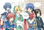  bandana blonde_hair fingerless_gloves fire_emblem gloves ike link marth nintendo pointy_ears red_hair redhead roy roy_(fire_emblem) scarf soren super_smash_bros. sweatdrop the_legend_of_zelda 