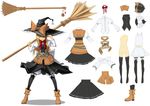  alternate_costume bad_id bad_pixiv_id belt black_legwear blonde_hair bloomers boots braid broom character_sheet hat highres kirisame_marisa long_hair mini-hakkero ni_piao_xiancai thighhighs touhou underwear witch_hat yellow_eyes 