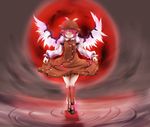  animal_ears bow closed_eyes corocoma curtsey frills full_moon hair_bow hands hat kneehighs knees legs long_sleeves moon mystia_lorelei nail_polish pink_hair red red_moon shoes short_hair sky smile socks solo touhou water winged_shoes wings 