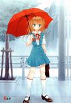  highres kneehighs neon_genesis_evangelion scan school_uniform socks solo souryuu_asuka_langley tsubaki_asu umbrella 