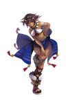 banned_artist bodypaint brown_hair dark_skin full_body grandia grandia_online headband highres horns kawasumi_(japonica) official_art pointy_ears red_eyes solo tattoo transparent_background 