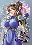  bodysuit brown_hair grey_eyes long_hair ponytail soul_calibur soulcalibur_iii taki taki_(soulcalibur) 