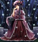  bad_id bad_pixiv_id book bow chin_rest hair_bow hat long_hair patchouli_knowledge purple_hair red_eyes sitting solo touhou very_long_hair vetina 