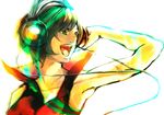  armpits bad_id bad_pixiv_id colorful headphones kojijima meiko music open_mouth short_hair simple_background smile solo vocaloid white_background 