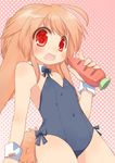  animal_ears bare_legs bow bowtie brown_hair bunny_ears bunnysuit carrot flat_chest long_hair open_mouth original red_eyes solo toba_hiyoko wrist_cuffs 