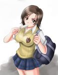  artist_request brown_eyes brown_hair food kazama_asuka popsicle school_uniform solo tekken 