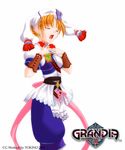  closed_eyes copyright_name earrings elena_(grandia) grandia grandia_ii head_scarf jewelry logo music singing solo tokino 