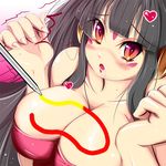  bad_id bad_pixiv_id beatmania beatmania_iidx black_hair blush breasts cleavage heart hinazuki_ririna huge_breasts love_plus parody solo stylus sys.ao tears 