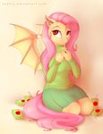  2015 bat_pony clothing evehly female flutterbat_(mlp) fluttershy_(mlp) friendship_is_magic hi_res juice kneeling my_little_pony red_eyes solo straw 