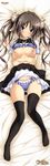  :&lt; absurdres andou_misaki bed_sheet black_legwear bra bra_lift breasts brown_hair chrono_clock crossed_arms dakimakura from_above full_body highres huge_filesize koku large_breasts lingerie long_legs looking_at_viewer lying nipples on_back panties purple_bra purple_eyes purple_panties shirt_lift short_sleeves skirt skirt_lift solo thighhighs treble_clef treble_clef_hair_ornament twintails underwear 