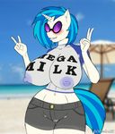  2015 anthro areola b00mbutt big_breasts blush breasts equine erect_nipples female friendship_is_magic horn mammal my_little_pony nipples solo unicorn vinyl_scratch_(mlp) 