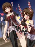  2girls :d @_@ amakura_mayu amakura_mio bad_id bad_pixiv_id banned_artist bare_shoulders black_legwear blush boots breasts brown_eyes brown_hair bug butterfly camera dress dress_shirt fatal_frame fatal_frame_2 flt_(furuto) ghost highres insect japanese_clothes kimono knee_boots long_hair looking_at_viewer medium_breasts multiple_girls open_mouth panties pantyhose ribbon shirt short_hair siblings single-lens_reflex_camera sisters skirt smile sparkle translated twins underwear 