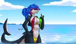  2015 anthro bikini blue_hair clothing female fin fish hair marine sea shark solo swimsuit water xaenyth 