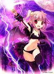  ange_vierge black_legwear blush boots bow collarbone daikan'yama_ebisu demon_girl demon_horns demon_tail demon_wings fang framboise_(ange_vierge) horns navel official_art original pink_hair pointy_ears red_eyes showgirl_skirt solo tail tail_bow thighhighs two_side_up wand wings 
