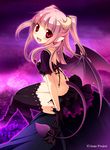  ange_vierge black_legwear blush boots bow daikan'yama_ebisu demon_girl demon_horns demon_tail demon_wings fang framboise_(ange_vierge) horns jewelry official_art original pendant pink_hair pointy_ears red_eyes showgirl_skirt solo tail tail_bow thighhighs two_side_up wings 
