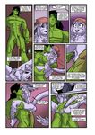  abs anthro bandanna big_penis comic confident dragon duo female green_skin interspecies jelomaus masturbation muscles penis pussy pussy_juice rabies_t_lagomorph size_difference troll 