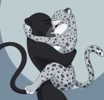  2018 ambiguous_penetration anthro anthro_on_anthro black_fur black_panther blush breasts duo embrace eyes_closed feline female fur grey_fur hi_res leopard male male/female male_penetrating mammal open_mouth panther penetration sex simple_background skeletonguys-and-ragdolls spots stand_and_carry_position standing 