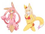  banto-kun bikini black-kat canine clothing crossgender crown female flower fox lagomorph lil-maj mammal one_eye_closed panties plant rabbit shirt swimsuit underwear wink 