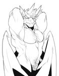  dragon frown hair invalid_tag kokuhane muscles nude pecs scalie strong wings 