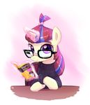  2015 book clothing equine eyewear female frankier77 glasses horn levitation magic mammal moondancer_(mlp) portrait solo sweater unicorn 