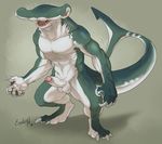  2015 anthro balls biceps big_muscles big_penis claws erection explicital fin fish front_view gills hammerhead_shark humanoid_penis long_tail looking_at_viewer male marine muscles nude orange_eyes partially_retracted_foreskin pecs penis plain_background pose scar scarf shark sharp_teeth simple_background solo standing teeth toned uncut vein veiny_penis yellow_eyes 