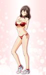  bikini black_hair blush closed_eyes highres kinfuji shoes short_hair sneakers solo swimsuit yasumi-chan yasumi_(yasumi-chan) 