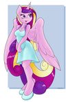  2015 ambris anthro anthrofied cleavage clothed clothing dress equine female friendship_is_magic fur hair hi_res horn mammal multicolored_hair my_little_pony necklace open_mouth pink_fur princess_cadance_(mlp) purple_eyes solo winged_unicorn wings 