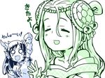  :d circlet collarbone dragon_girl dragon_horns fang hair_bobbles hair_ornament head_fins horns ishiyumi karin_(p&amp;d) long_hair meimei_(p&amp;d) multiple_girls o_o open_mouth puzzle_&amp;_dragons smile turtle_shell v-shaped_eyebrows 