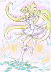  aoki_reika bike_shorts boots color_trace cure_beauty head_wings highres itaoka1 long_hair magical_girl partially_colored precure shorts shorts_under_skirt skirt smile_precure! solo tiara traditional_media wrist_cuffs 