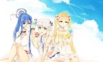  aoki_hagane_no_arpeggio bad_id bad_pixiv_id blonde_hair blue_eyes blue_hair casual doughnut dress drink food green_eyes haruna_(aoki_hagane_no_arpeggio) hasu_chiga highres ice_cream iona long_hair multiple_girls ponytail sailor_collar silver_hair takao_(aoki_hagane_no_arpeggio) twintails 