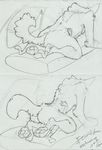  anthro camping canine chubby cowgirl_position duo female human human_on_anthro interspecies invalid_tag male mammal monochrome on_top penetration puffy riding sex size_difference sketch tent unfinished were werewolf wolf 