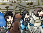  :o aoba_(kantai_collection) arm_warmers asashio_(kantai_collection) black_eyes black_hair carousel chou-10cm-hou-chan dated flying_sweatdrops hamu_koutarou horseback_riding kantai_collection kitakami_(kantai_collection) multiple_girls o_o pleated_skirt purple_eyes remodel_(kantai_collection) riding saddle school_uniform skirt taihou_(kantai_collection) translated |_| 