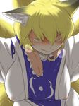  :q animal_ears blonde_hair blush breasts commentary_request covered_nipples fox_ears fox_tail hanging_breasts jpeg_artifacts large_breasts licking_lips looking_at_viewer multiple_tails naughty_face short_hair smile solo tail tongue tongue_out touhou v-shaped_eyebrows yakumo_ran yellow_eyes you_gonna_get_raped yukaran_nosuke 